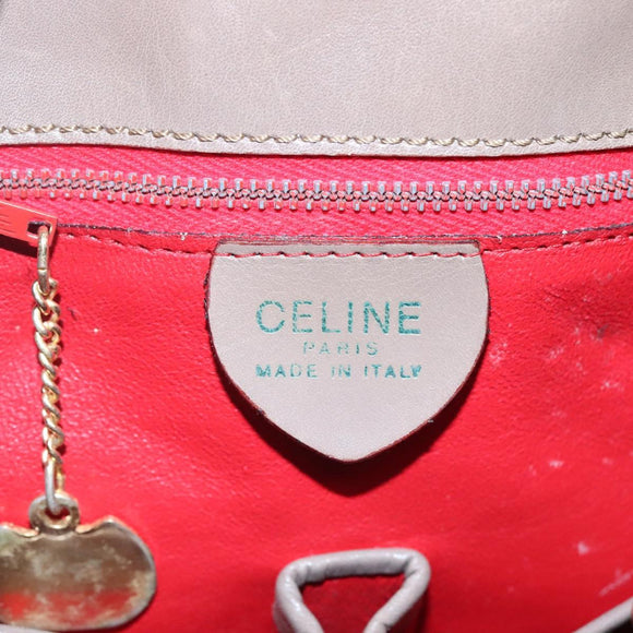 CELINE Shoulder Bag Leather Brown Gold Auth EC529