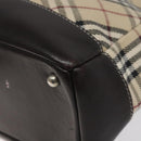BURBERRY Nova Check Blue Label Hand Bag Canvas Leather Beige Auth EC545-10