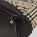BURBERRY Nova Check Blue Label Hand Bag Canvas Leather Beige Auth EC545-12
