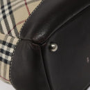 BURBERRY Nova Check Blue Label Hand Bag Canvas Leather Beige Auth EC545-13
