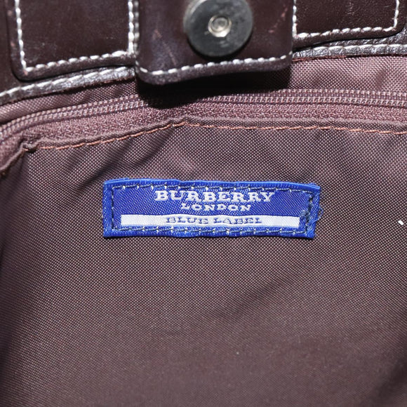 BURBERRY Nova Check Blue Label Hand Bag Canvas Leather Beige Auth EC545