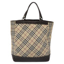 BURBERRY Nova Check Blue Label Hand Bag Canvas Leather Beige Auth EC545-2
