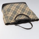 BURBERRY Nova Check Blue Label Hand Bag Canvas Leather Beige Auth EC545-6