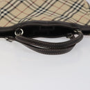 BURBERRY Nova Check Blue Label Hand Bag Canvas Leather Beige Auth EC545-7