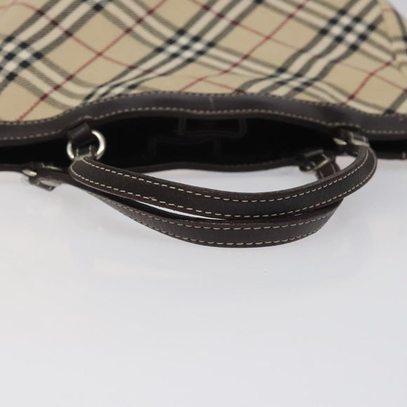 BURBERRY Nova Check Blue Label Hand Bag Canvas Leather Beige Auth EC545