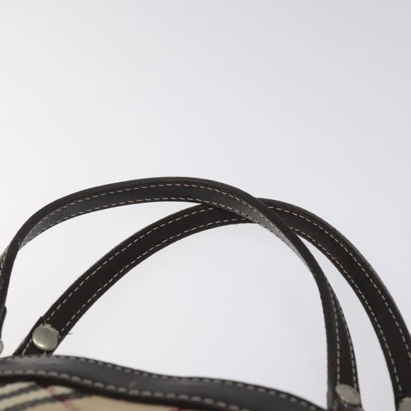 BURBERRY Nova Check Blue Label Hand Bag Canvas Leather Beige Auth EC545