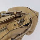 Salvatore Ferragamo Gancini Shoulder Bag Leather Beige Silver Auth EC551-19