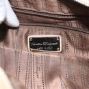 Salvatore Ferragamo Gancini Shoulder Bag Leather Beige Silver Auth EC551-20
