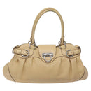 Salvatore Ferragamo Gancini Shoulder Bag Leather Beige Silver Auth EC551-13