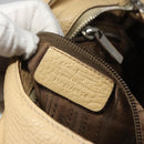 Salvatore Ferragamo Gancini Shoulder Bag Leather Beige Silver Auth EC551-12