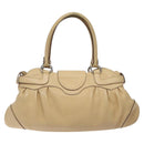 Salvatore Ferragamo Gancini Shoulder Bag Leather Beige Silver Auth EC551-2