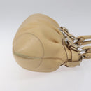 Salvatore Ferragamo Gancini Shoulder Bag Leather Beige Silver Auth EC551-3