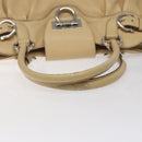 Salvatore Ferragamo Gancini Shoulder Bag Leather Beige Silver Auth EC551-7