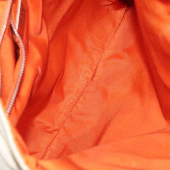 PRADA Hand Bag Canvas Beige Silver Auth EC559