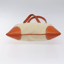 PRADA Hand Bag Canvas Beige Silver Auth EC559-9