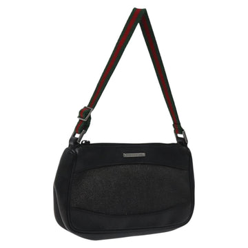 GUCCI Web Sherry Line Accessory Pouch Canvas Black Red Green 92821 Auth EC563