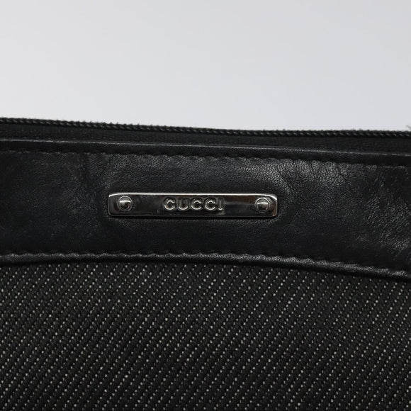GUCCI Web Sherry Line Accessory Pouch Canvas Black Red Green 92821 Auth EC563
