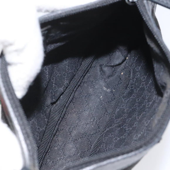 GUCCI Web Sherry Line Accessory Pouch Canvas Black Red Green 92821 Auth EC563