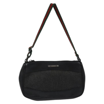 GUCCI Web Sherry Line Accessory Pouch Canvas Black Red Green 92821 Auth EC563 - 0