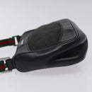 GUCCI Web Sherry Line Accessory Pouch Canvas Black Red Green 92821 Auth EC563-5