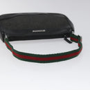 GUCCI Web Sherry Line Accessory Pouch Canvas Black Red Green 92821 Auth EC563-7