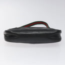 GUCCI Web Sherry Line Accessory Pouch Canvas Black Red Green 92821 Auth EC563-9