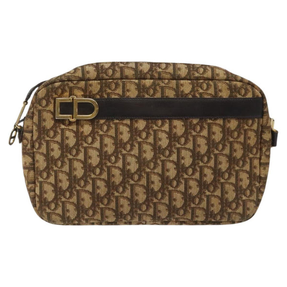 Christian Dior Trotter Canvas Shoulder Bag Brown Auth EC573