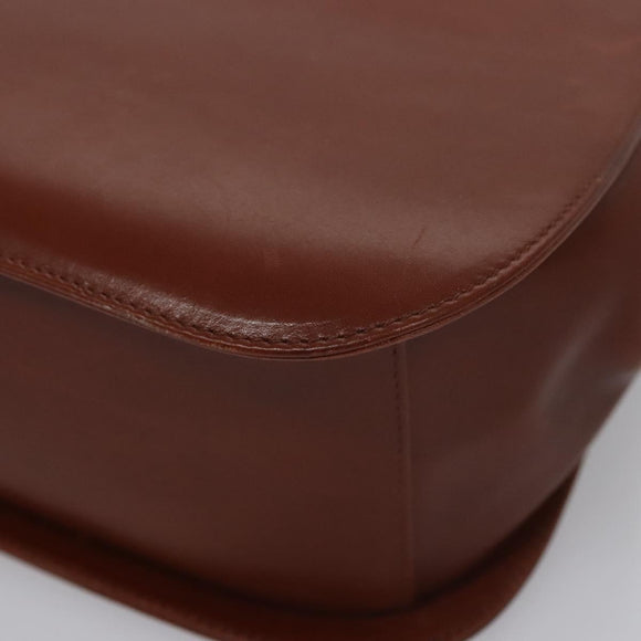 Salvatore Ferragamo Gancini Shoulder Bag Leather Brown Gold Auth EC575