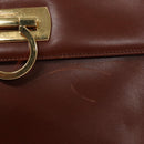 Salvatore Ferragamo Gancini Shoulder Bag Leather Brown Gold Auth EC575-13
