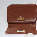 Salvatore Ferragamo Gancini Shoulder Bag Leather Brown Gold Auth EC575-14