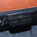 Salvatore Ferragamo Gancini Shoulder Bag Leather Brown Gold Auth EC575-15