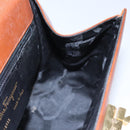 Salvatore Ferragamo Gancini Shoulder Bag Leather Brown Gold Auth EC575-17