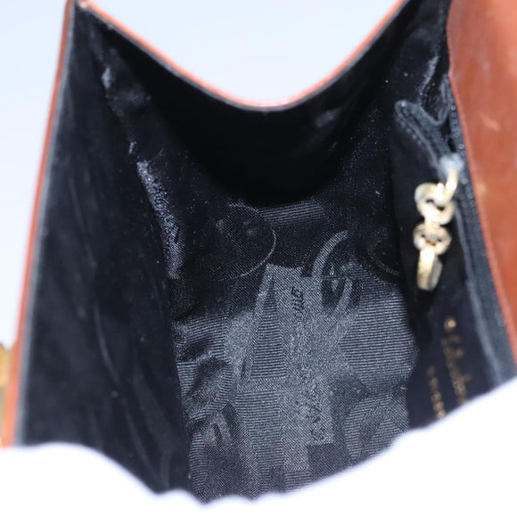 Salvatore Ferragamo Gancini Shoulder Bag Leather Brown Gold Auth EC575