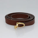 Salvatore Ferragamo Gancini Shoulder Bag Leather Brown Gold Auth EC575-21