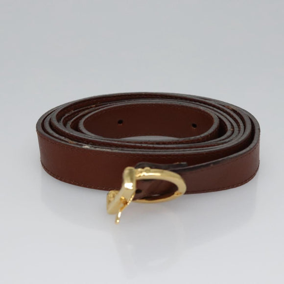 Salvatore Ferragamo Gancini Shoulder Bag Leather Brown Gold Auth EC575