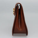 Salvatore Ferragamo Gancini Shoulder Bag Leather Brown Gold Auth EC575-4