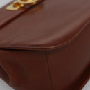 Salvatore Ferragamo Gancini Shoulder Bag Leather Brown Gold Auth EC575-8