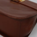 Salvatore Ferragamo Gancini Shoulder Bag Leather Brown Gold Auth EC575-9