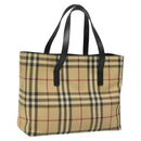 BURBERRY Nova Check Hand Bag PVC Beige Auth EC577-1