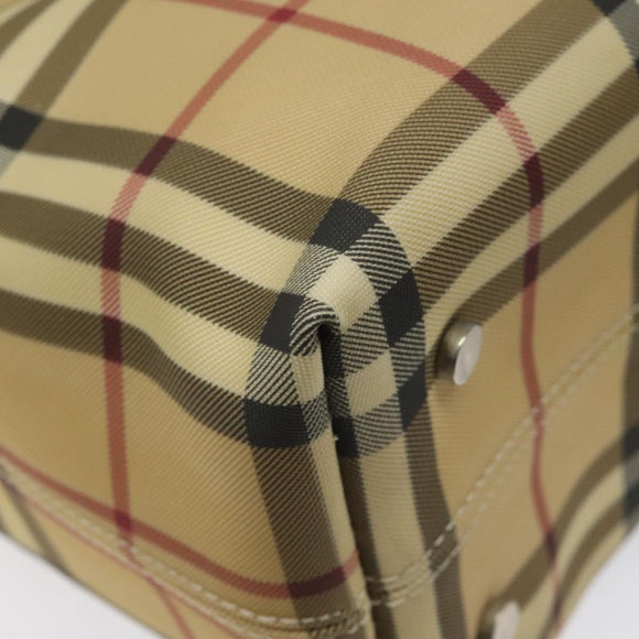 BURBERRY Nova Check Hand Bag PVC Beige Auth EC577