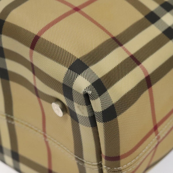 BURBERRY Nova Check Hand Bag PVC Beige Auth EC577
