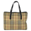 BURBERRY Nova Check Hand Bag PVC Beige Auth EC577-13