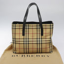 BURBERRY Nova Check Hand Bag PVC Beige Auth EC577-12