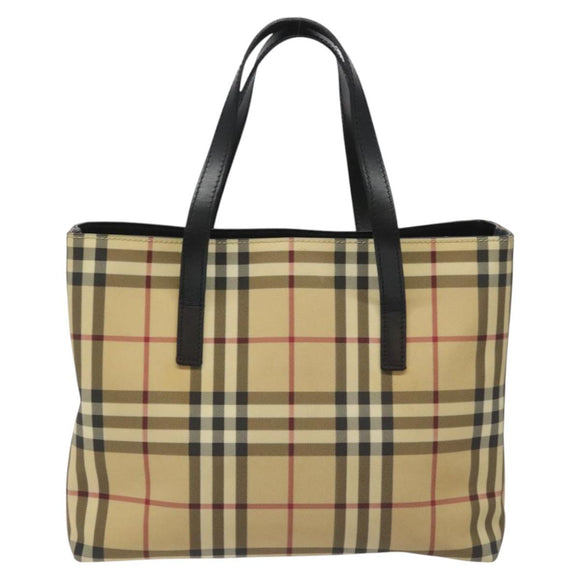 BURBERRY Nova Check Handtas PVC Beige Auth EC577