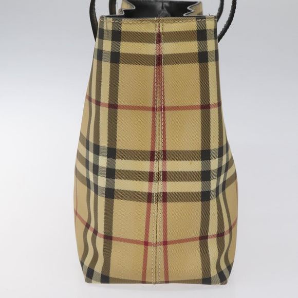 BURBERRY Nova Check Hand Bag PVC Beige Auth EC577