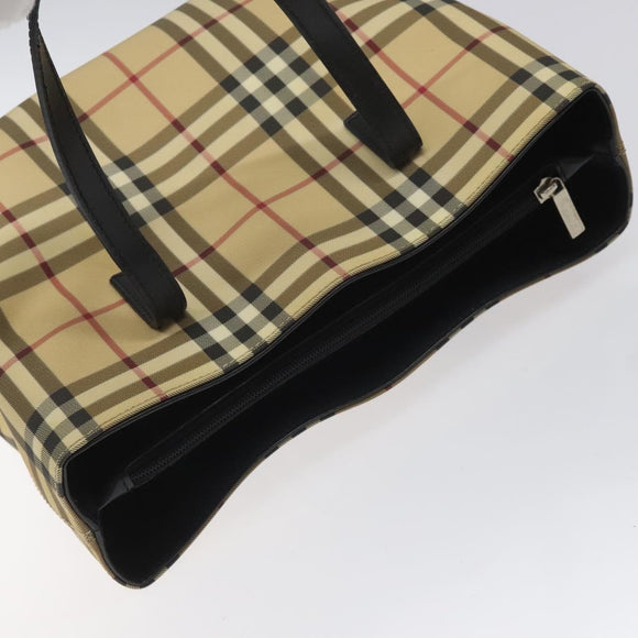 BURBERRY Nova Check Hand Bag PVC Beige Auth EC577