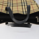 BURBERRY Nova Check Hand Bag PVC Beige Auth EC577-7