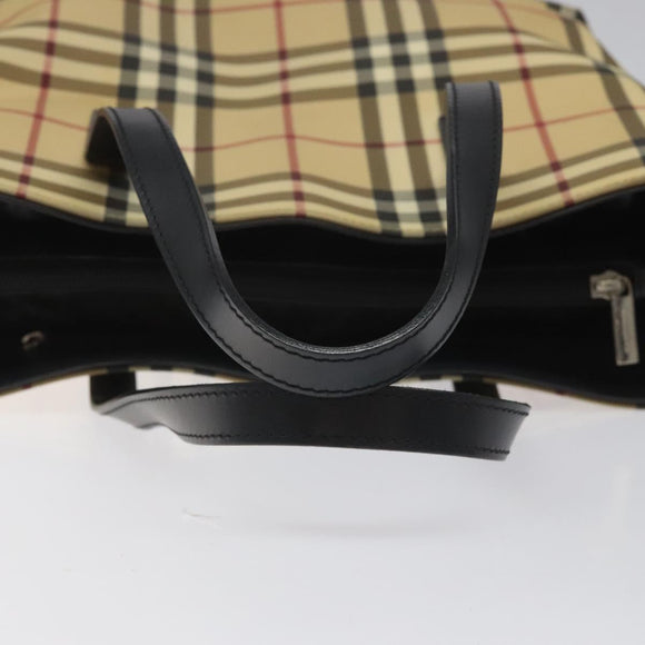 BURBERRY Nova Check Hand Bag PVC Beige Auth EC577