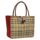 BURBERRY Nova Check Hand Bag PVC Beige Auth EC590-1