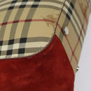 BURBERRY Nova Check Hand Bag PVC Beige Auth EC590-14